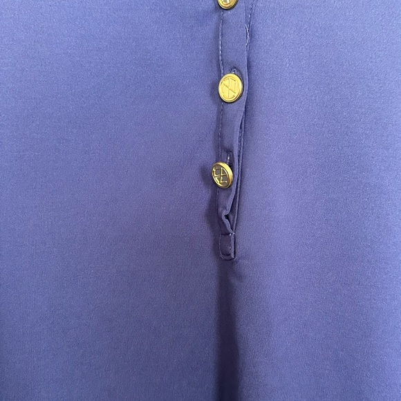 TRACY Negoshian Women’s Sz L Piper Bell Sleeve Blue Top - Picture 3 of 7